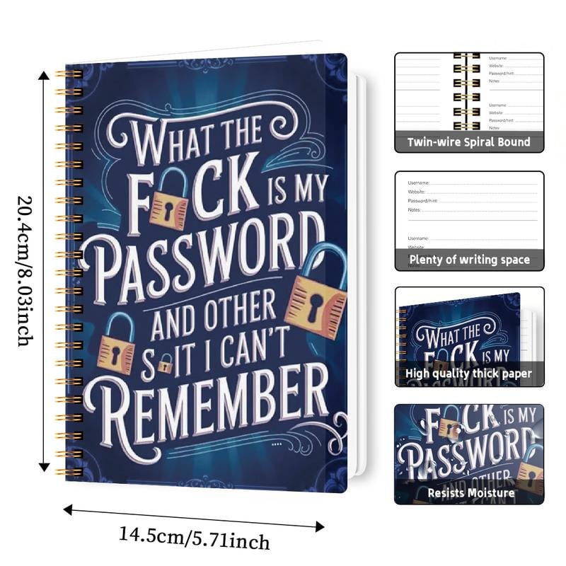 📅Password Organizer Notebook – Funny Spiral Journal