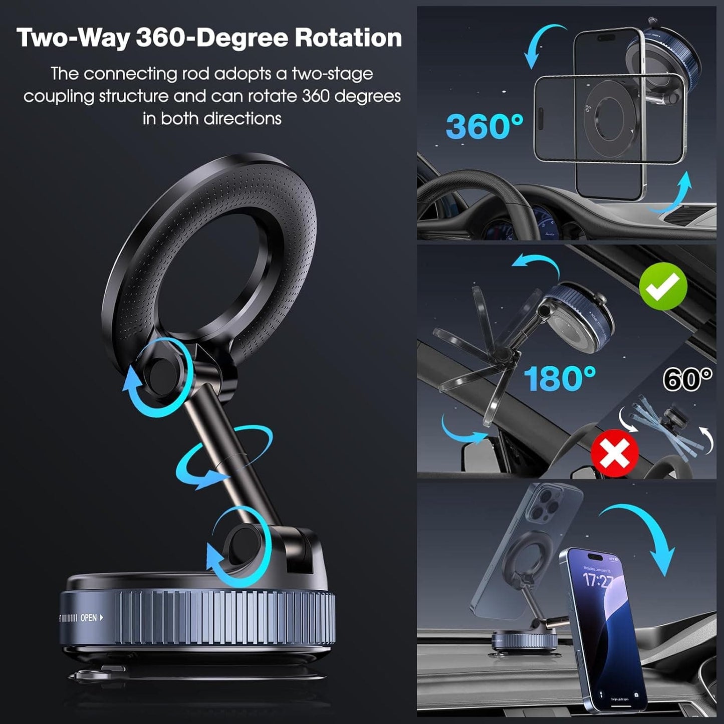 MagLock 360° Vacuum Magnetic Phone Mount – Rock-Solid Grip Anywhere, Any Angle