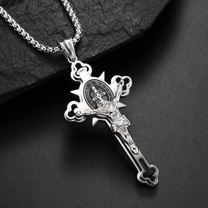 St. Benedict Protection Cross Pendant Necklace