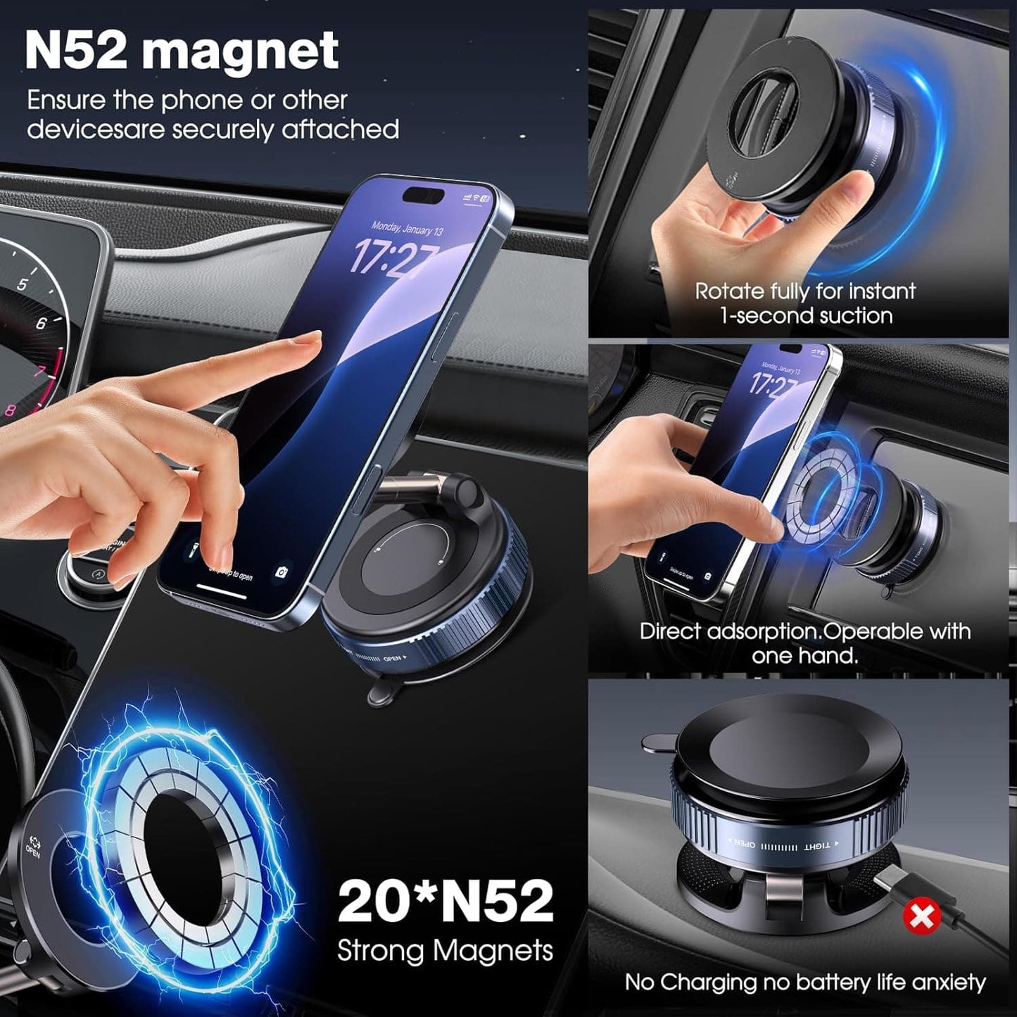 MagLock 360° Vacuum Magnetic Phone Mount – Rock-Solid Grip Anywhere, Any Angle