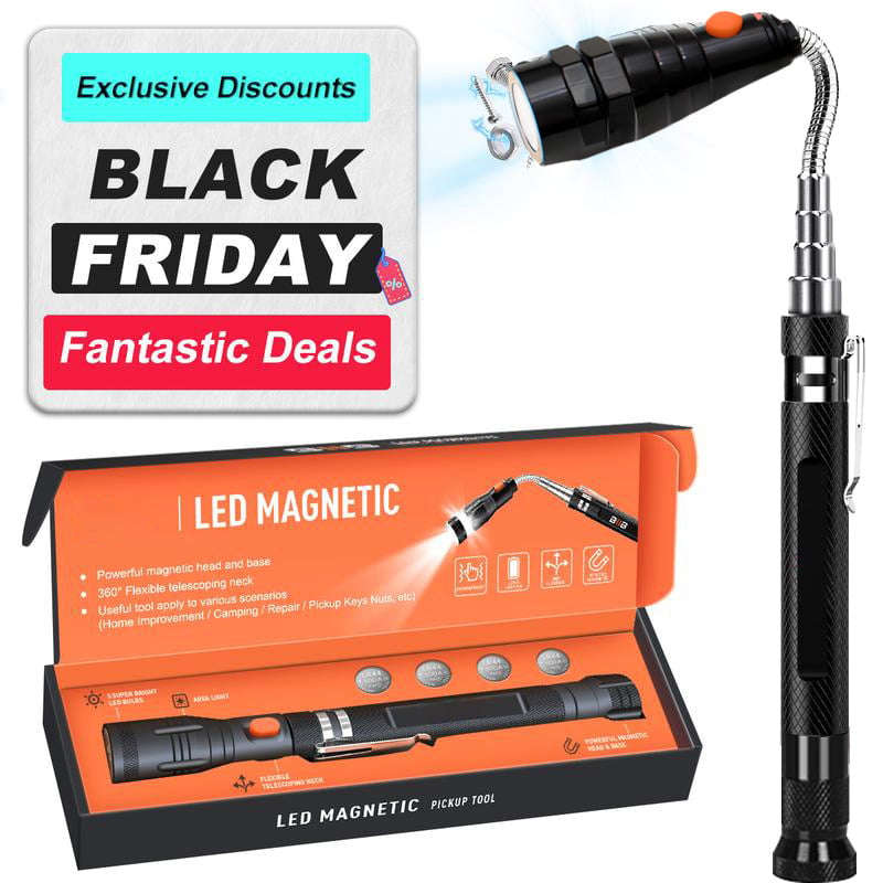Magnetic Pickup Tool with LED Light & Extendable Reach