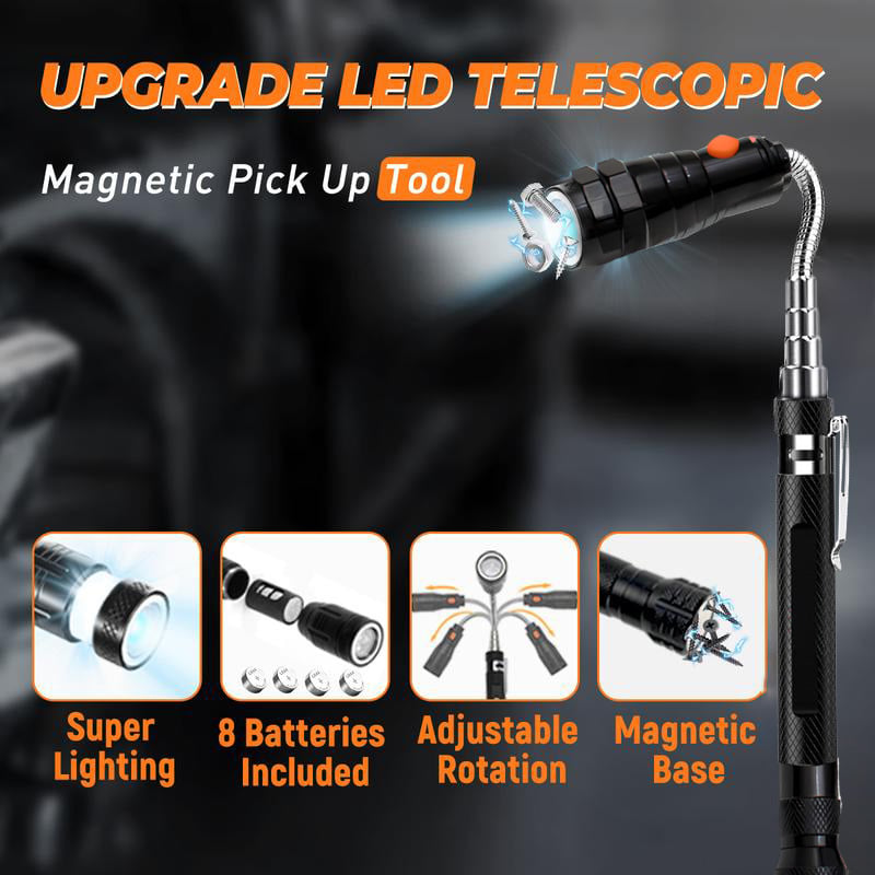 Magnetic Pickup Tool with LED Light & Extendable Reach