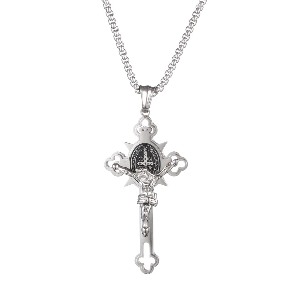 St. Benedict Protection Cross Pendant Necklace