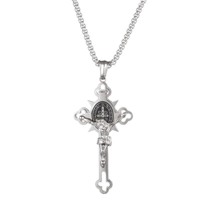 St. Benedict Protection Cross Pendant Necklace