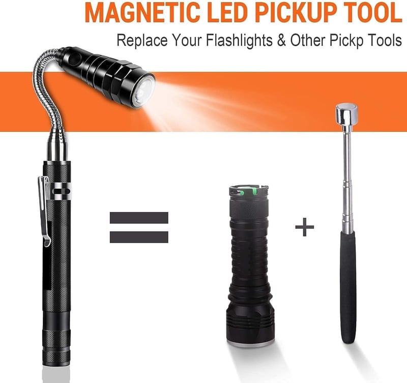 Magnetic Pickup Tool with LED Light & Extendable Reach