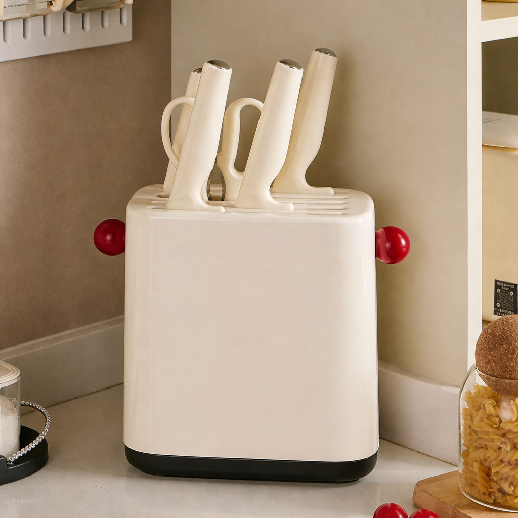 Cream Style Universal Knife Block & Utensil Holder