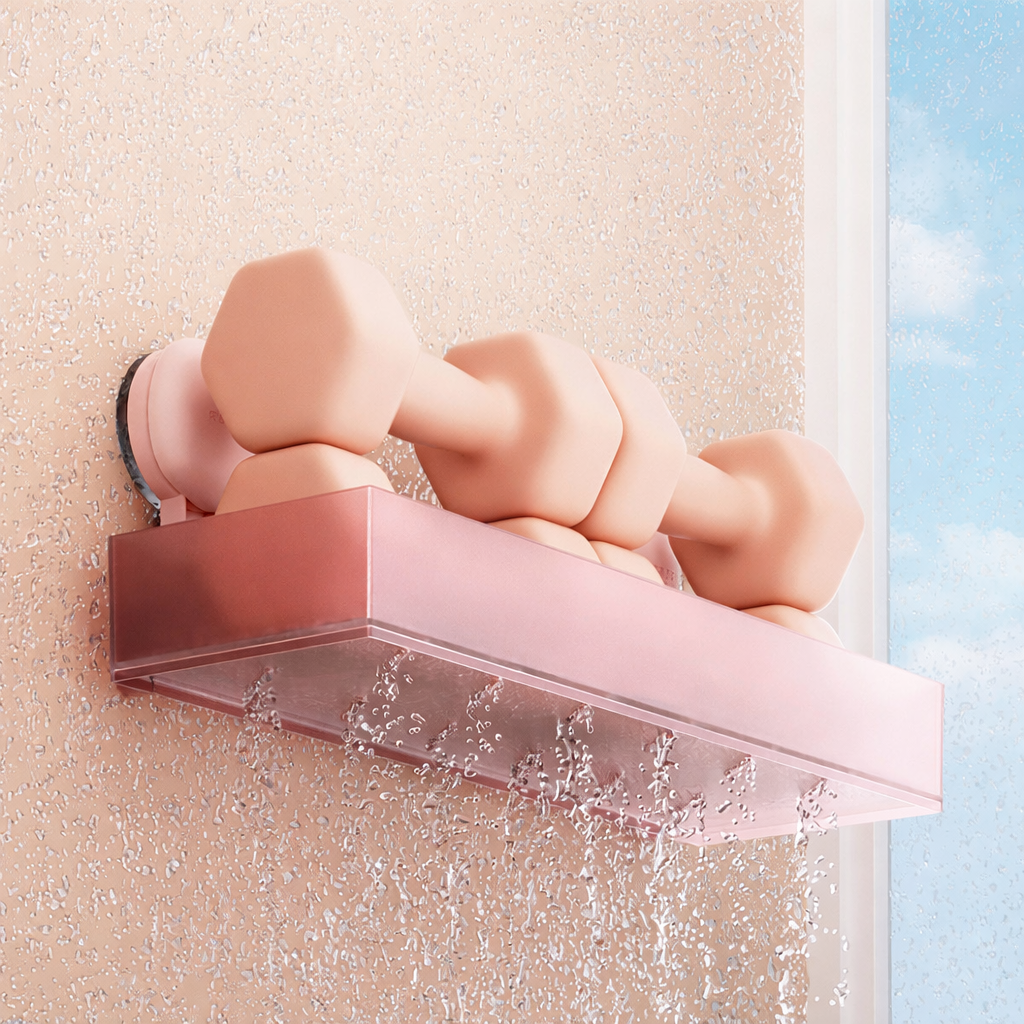 Drill-Free Frosted Suction Cup Wall Shelf