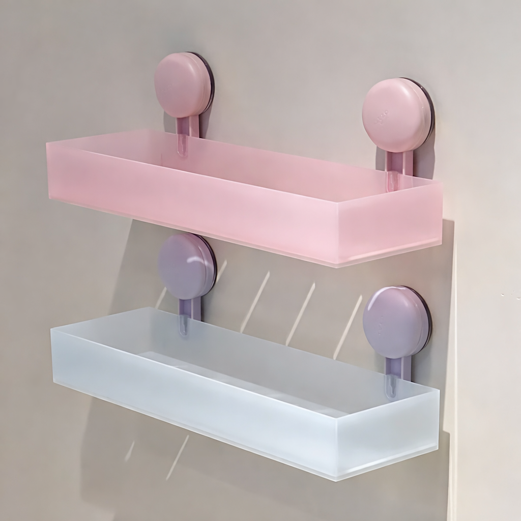 Drill-Free Frosted Suction Cup Wall Shelf