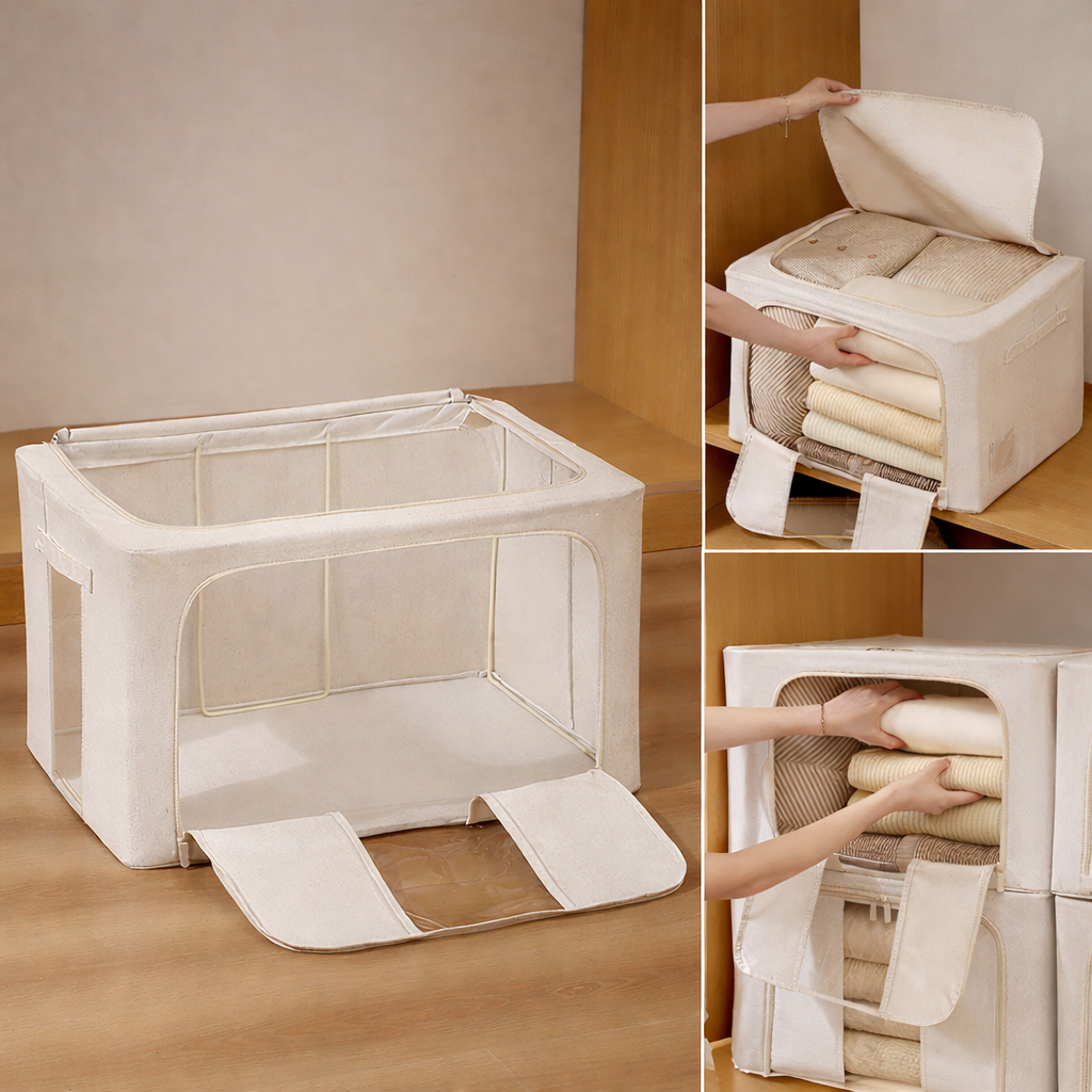 Cotton Linen Foldable Storage Bin
