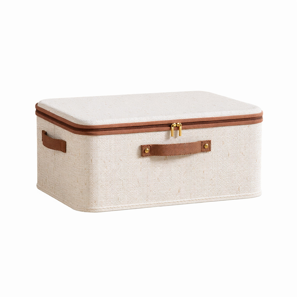 Collapsible Fabric Storage Box with Lids