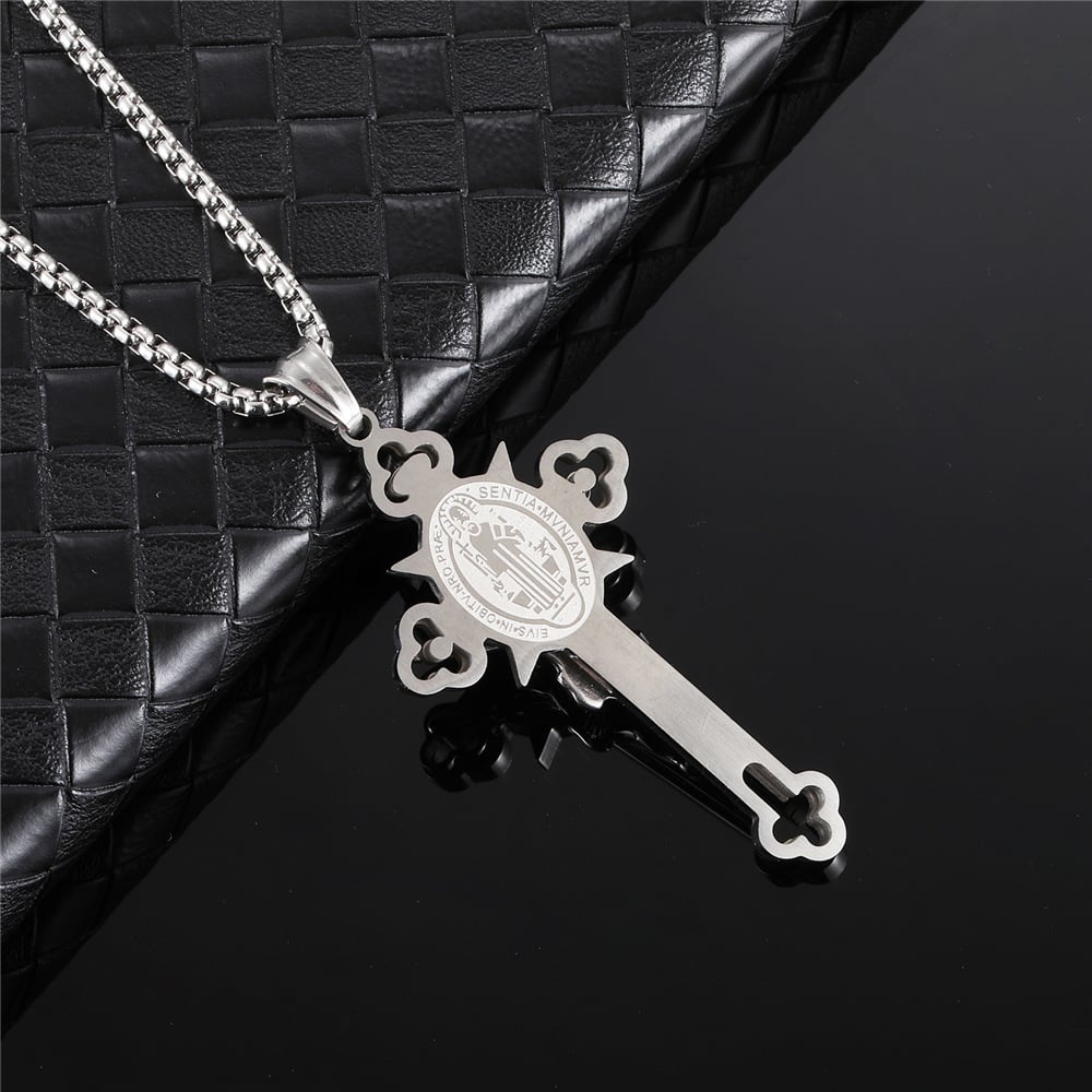 St. Benedict Protection Cross Pendant Necklace