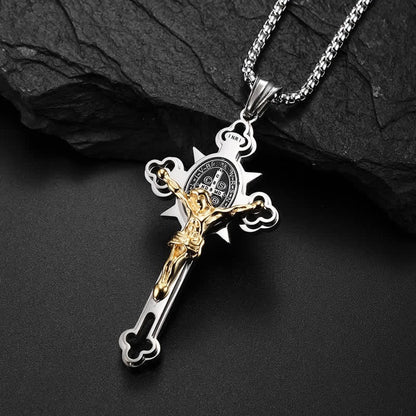 St. Benedict Protection Cross Pendant Necklace